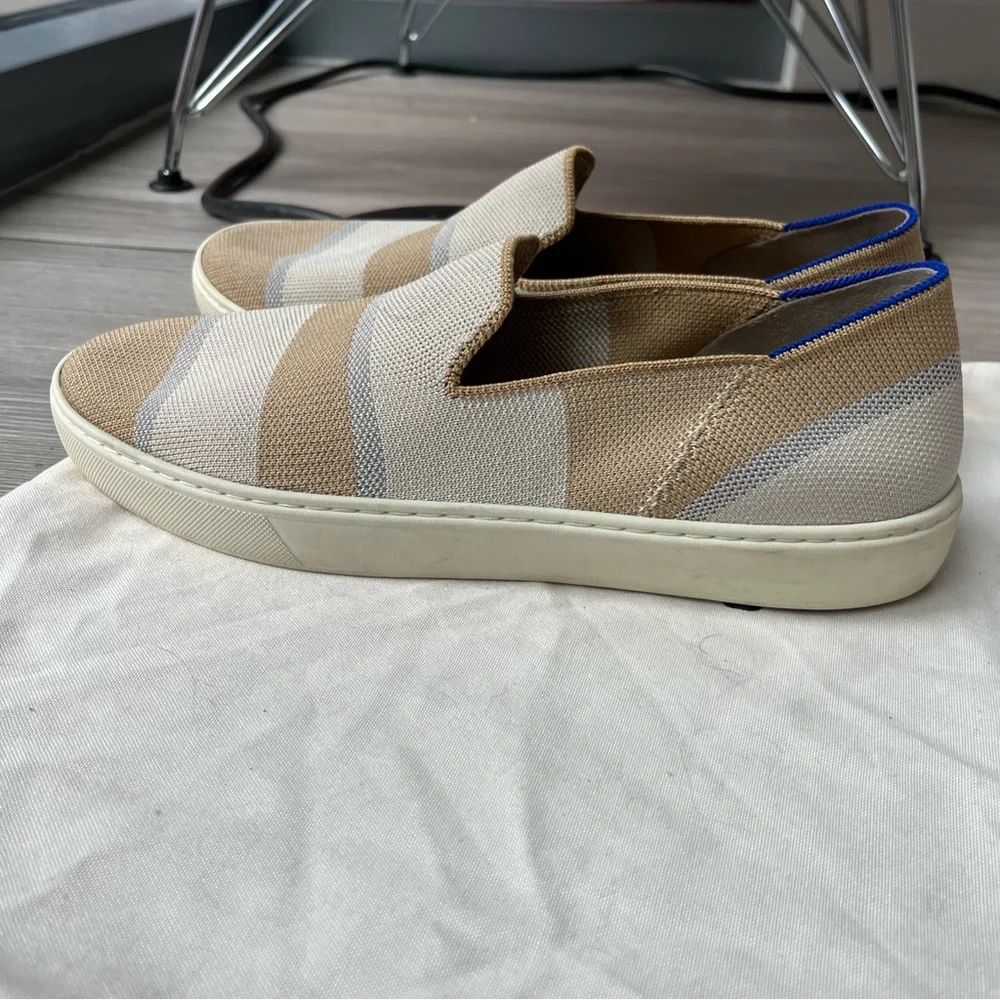 EUC 10.5 Rothy’s Birch Stripe Neutral Sneakers - Picture 4 of 7